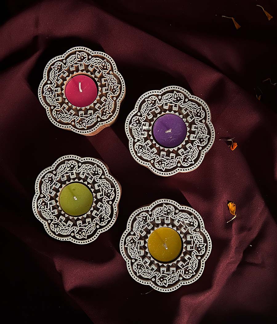 Enchanted Wooden Glow Diya - Set of 4 - Image 13