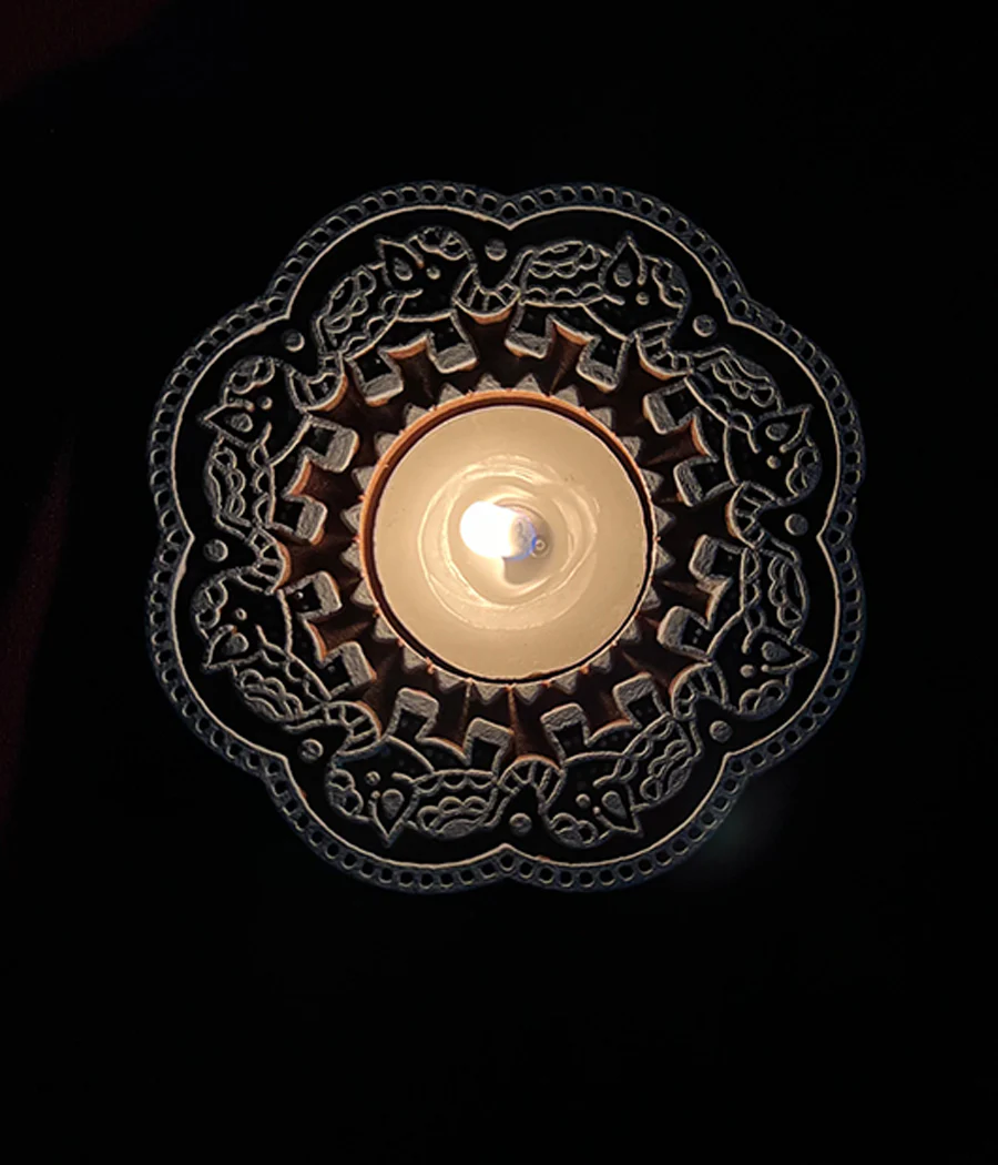 Enchanted Wooden Glow Diya - Set of 4 - Image 14