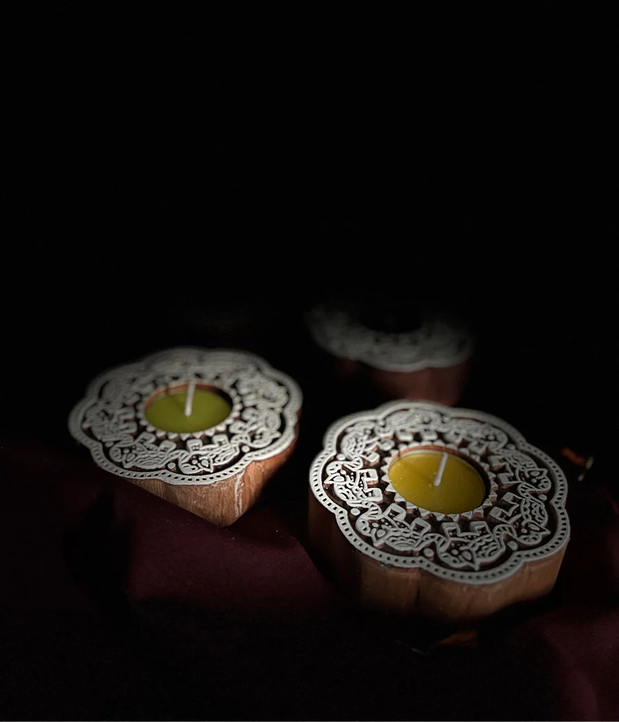 Enchanted Wooden Glow Diya - Set of 4 - Image 16