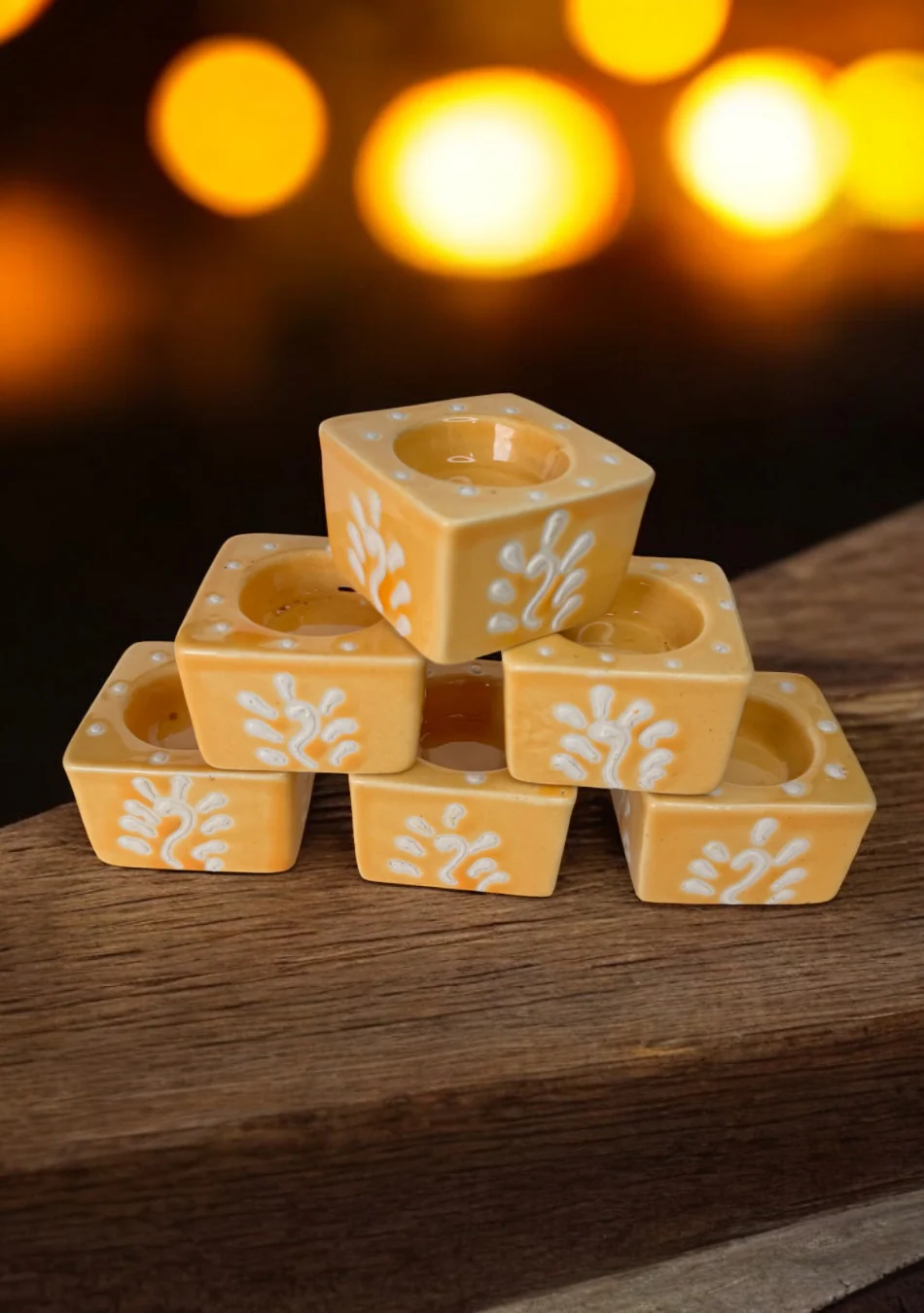 Amber Glow Handcrafted Tea Light Diya