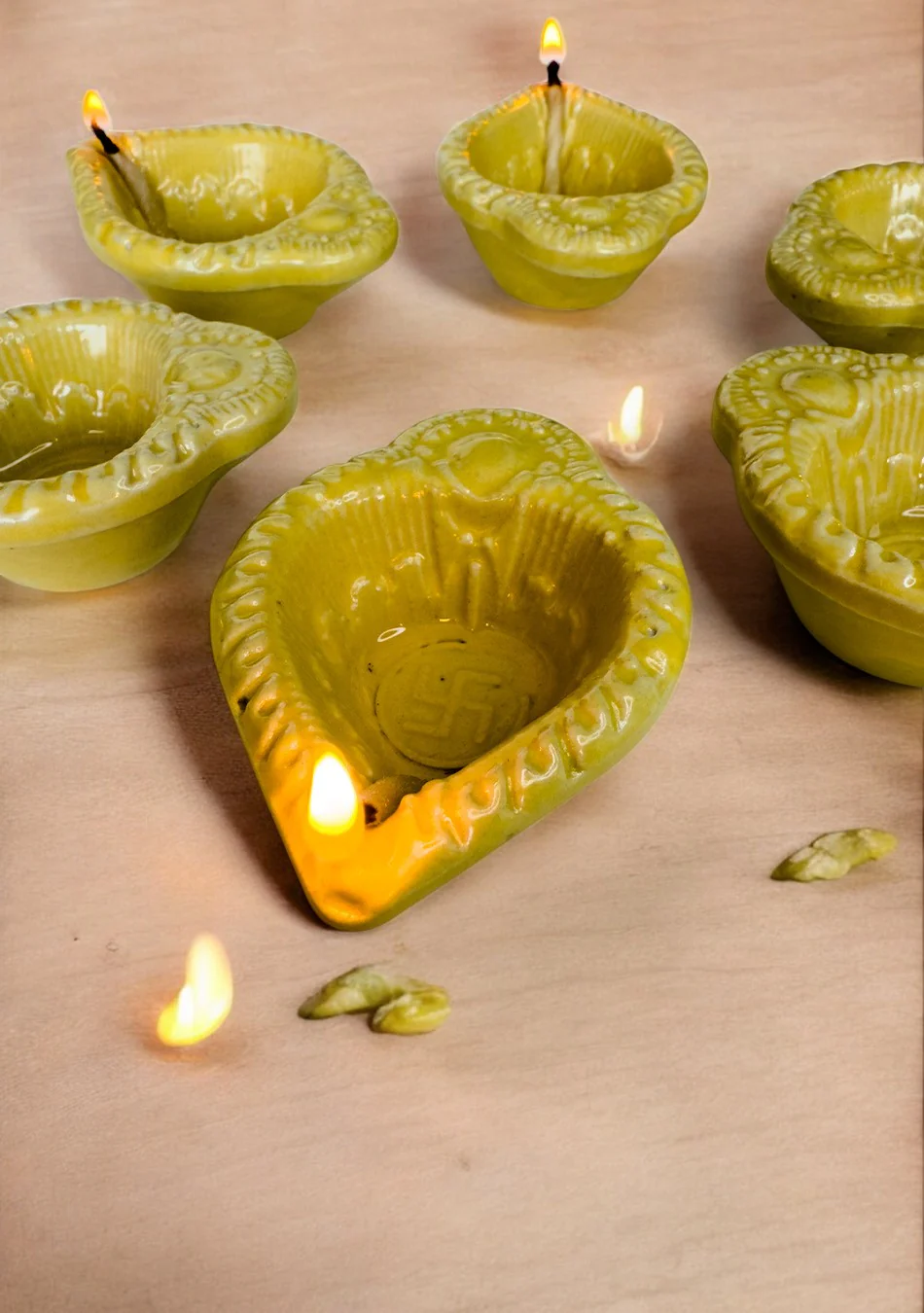 Amber Swastic Diya Set of 6 - Image 3