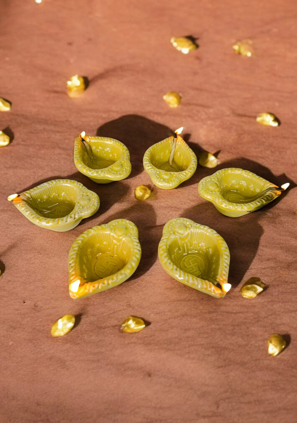 Amber Swastic Diya Set of 6 - Image 6