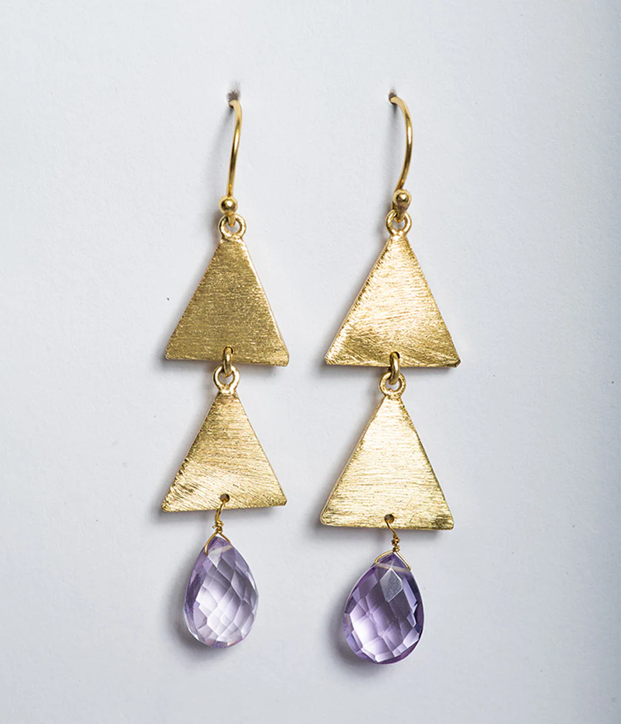 Amethyst Gold-Plated Earrings - Image 3