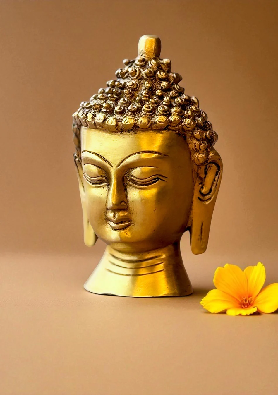 Antique Brass Budha Bust - Image 3
