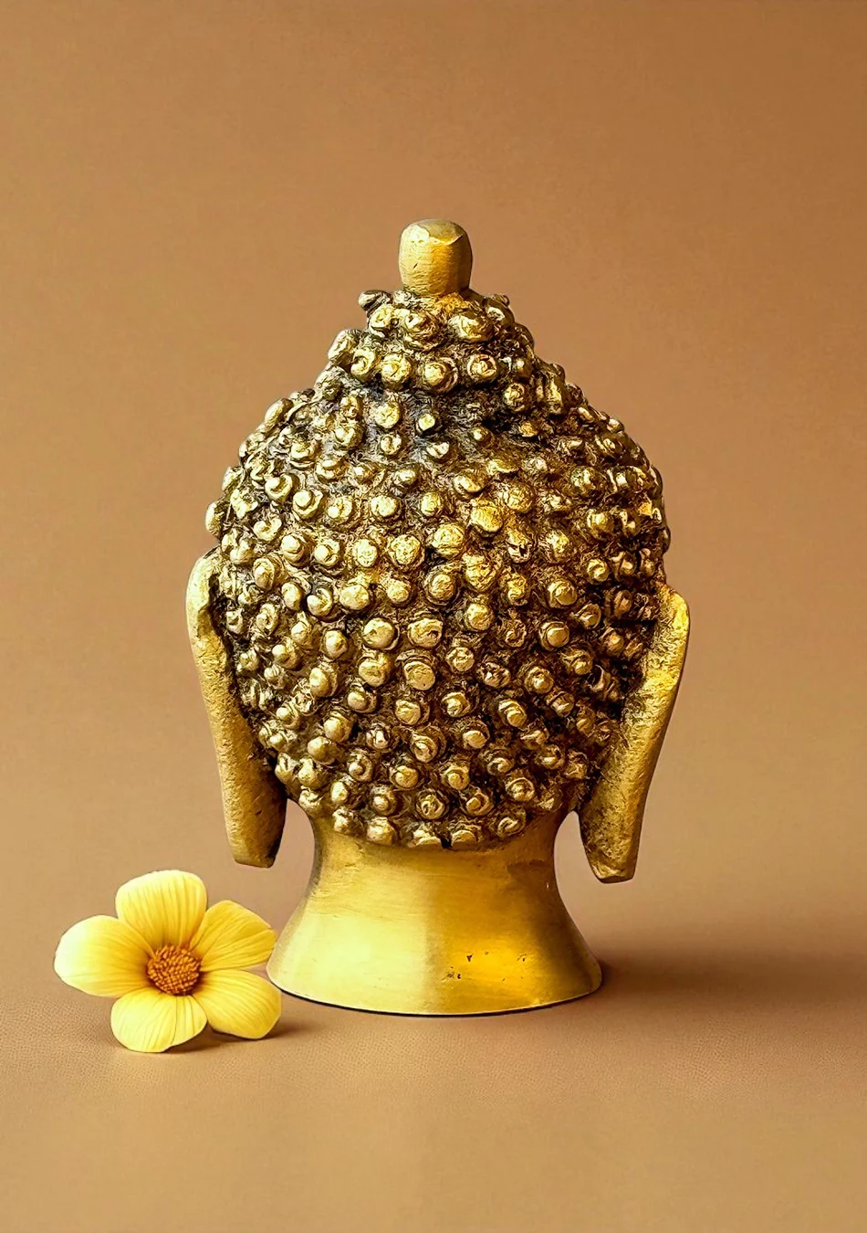 Antique Brass Budha Bust - Image 4