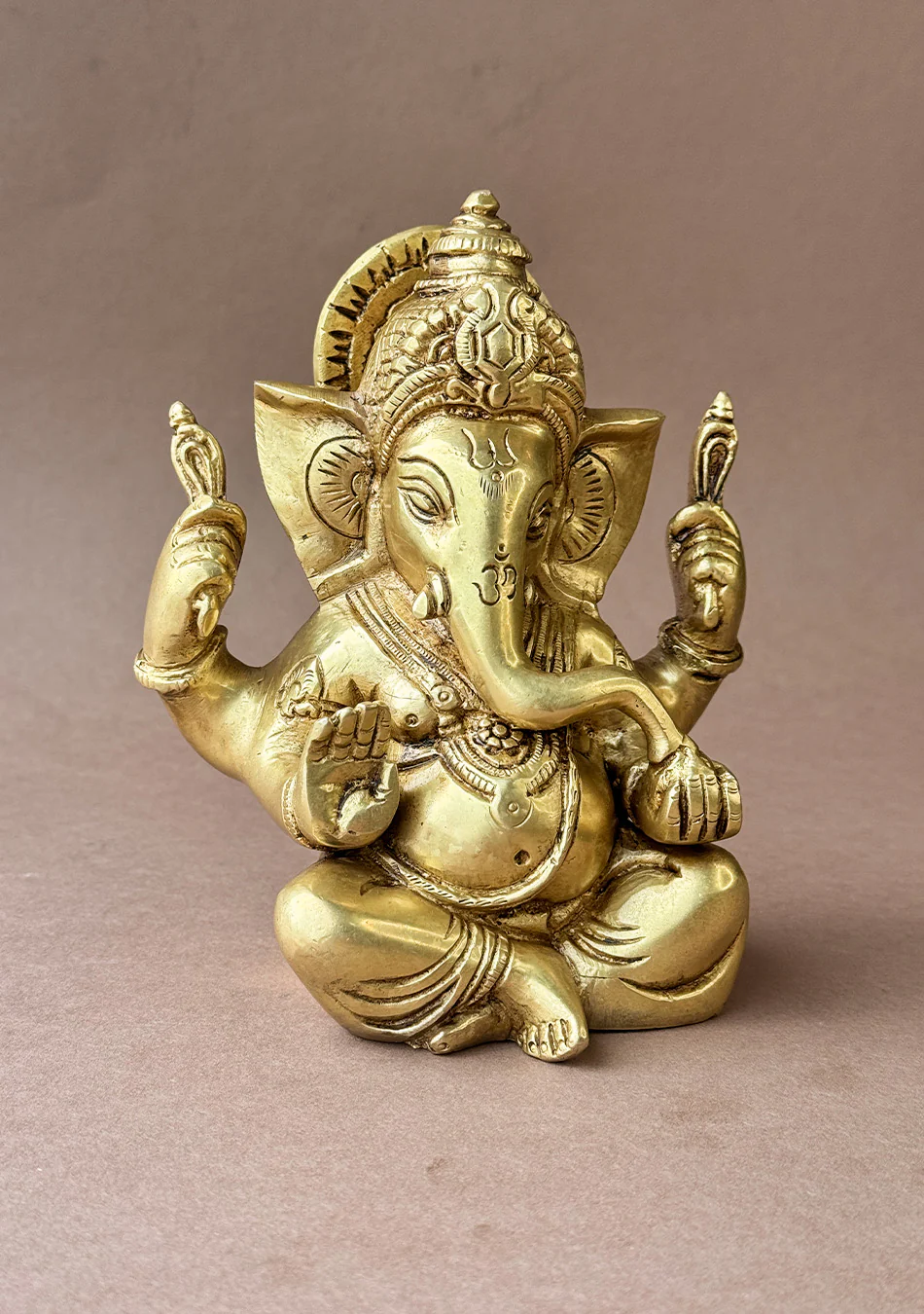 Antique Brass Chaturbhuj Ganesha - Image 3