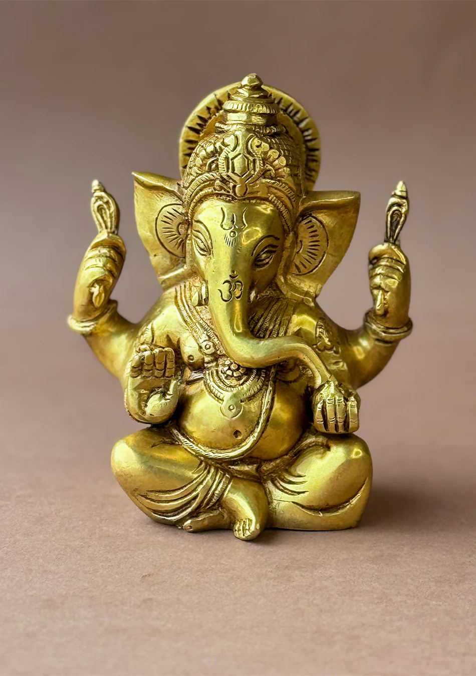 Antique Brass Chaturbhuj Ganesha - Image 6