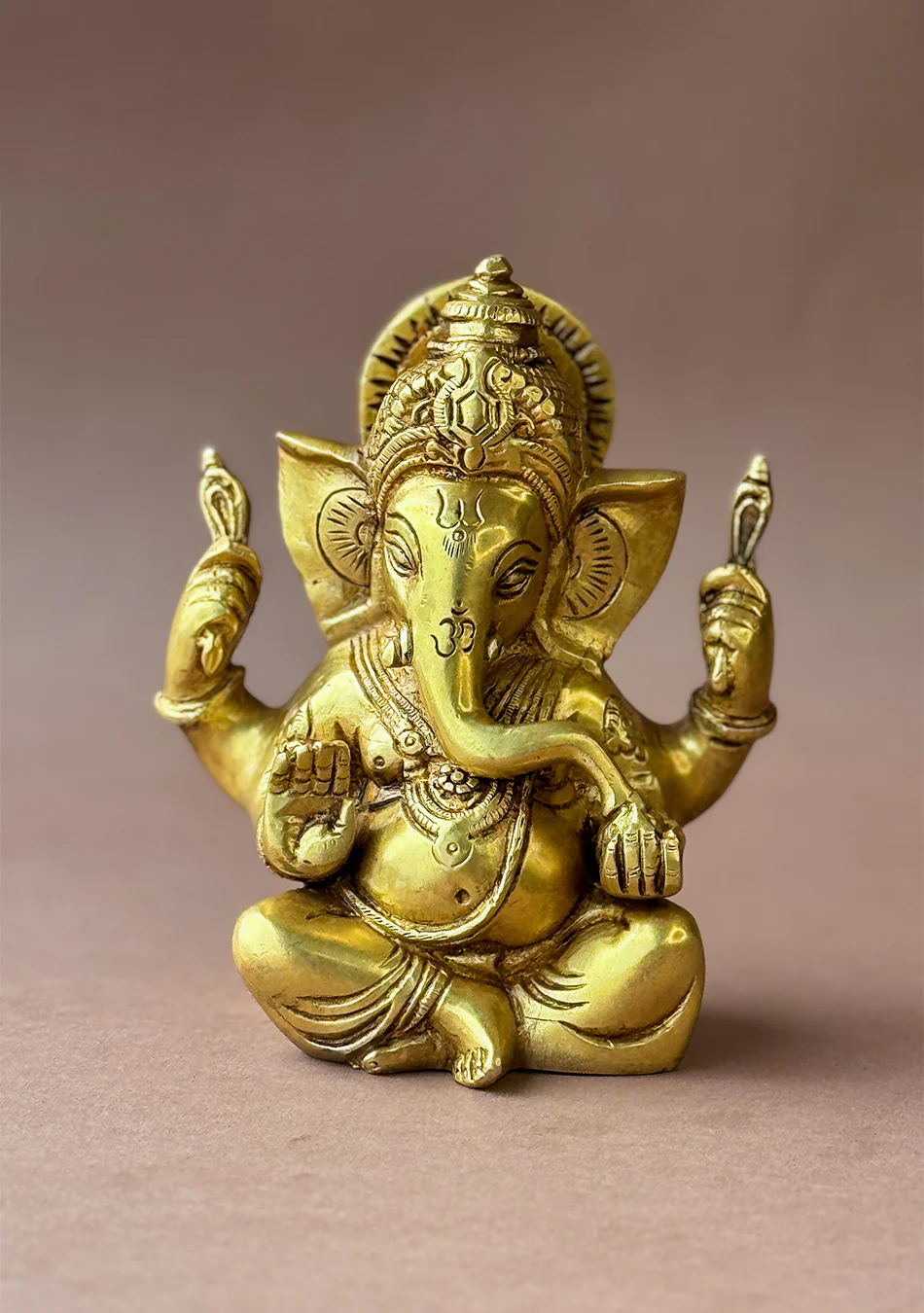 Antique Brass Chaturbhuj Ganesha - Image 7