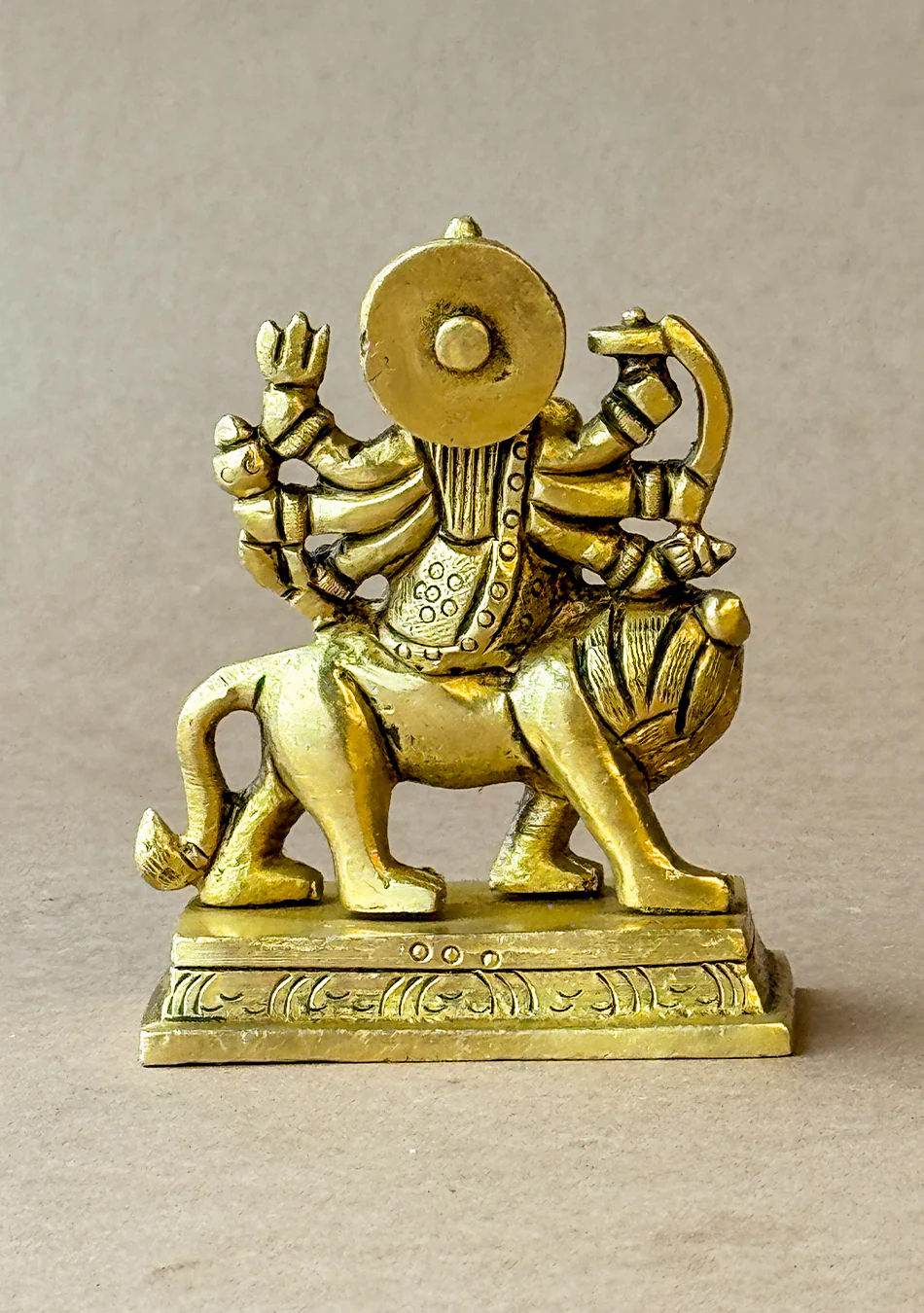 Antique Brass Goddess Durga on Lion - Image 4