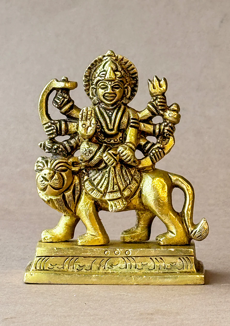 Antique Brass Goddess Durga on Lion - Image 5