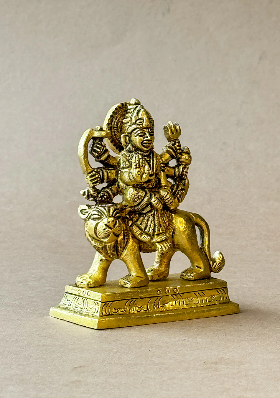 Antique Brass Goddess Durga on Lion - Image 6