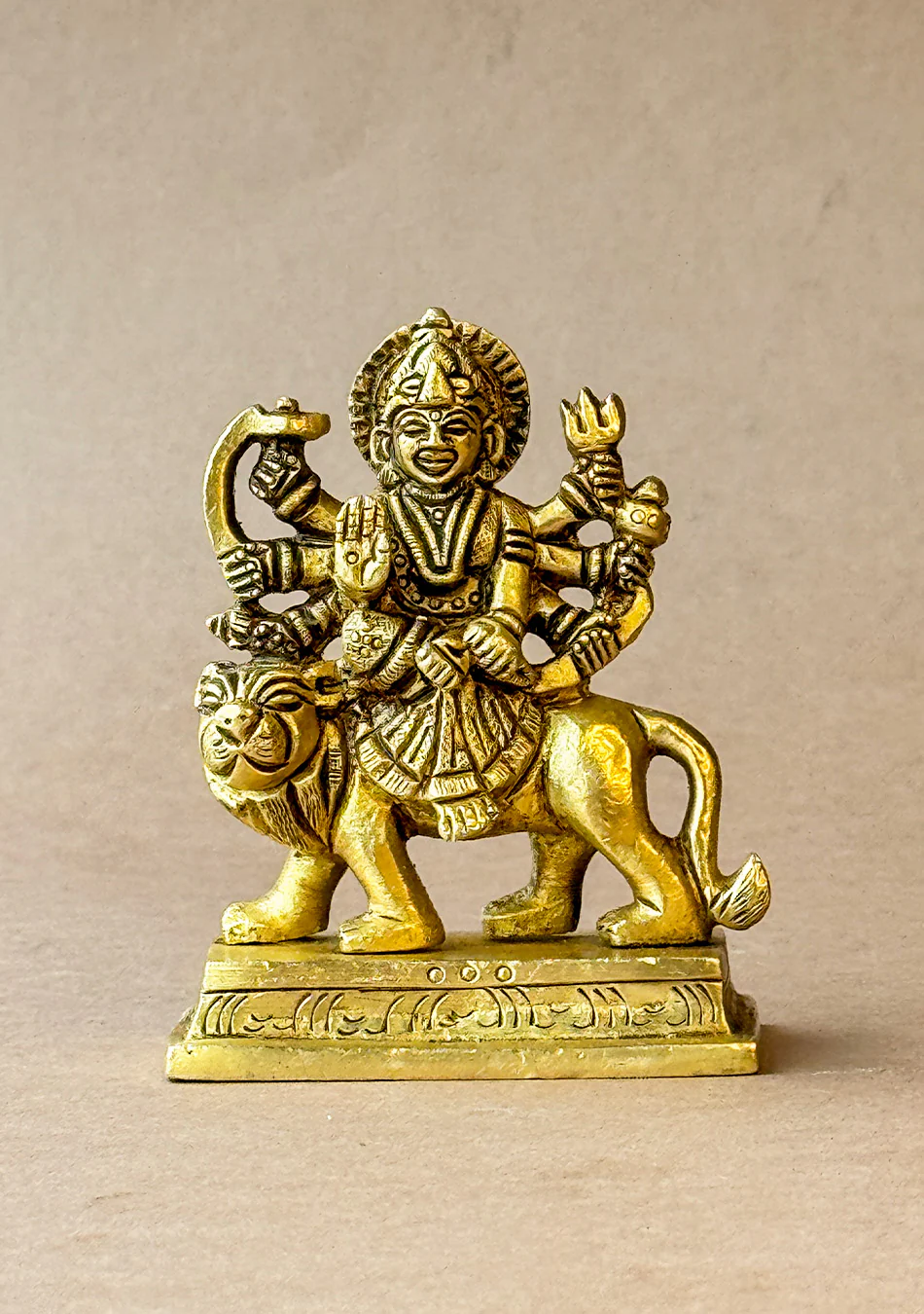 Antique Brass Goddess Durga on Lion - Image 7