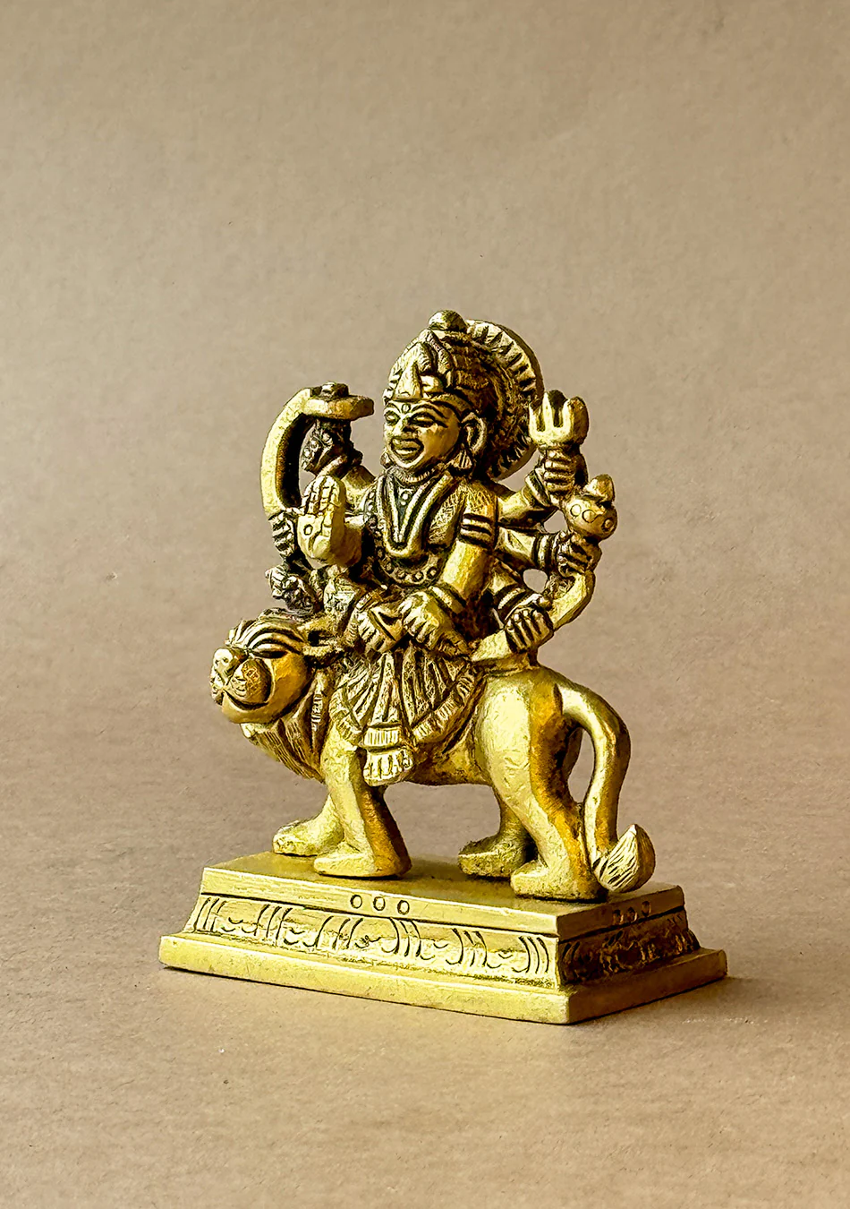 Antique Brass Goddess Durga on Lion - Image 8