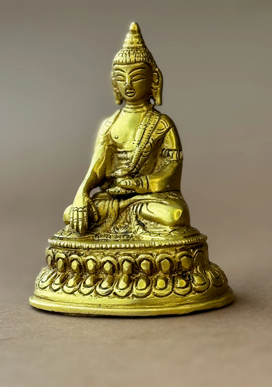 Antique Brass Lotus Seated Buddha - Image 10