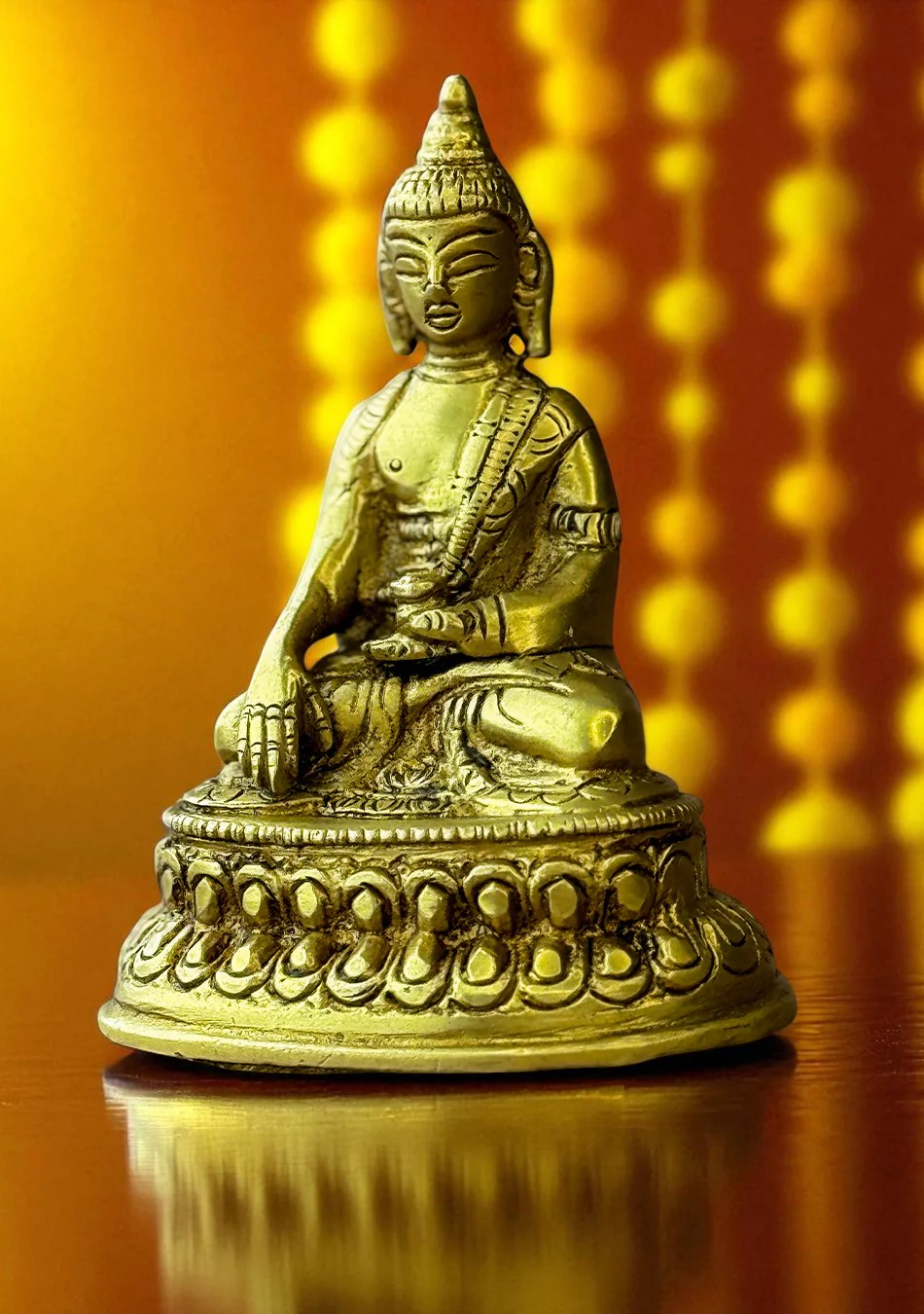 Antique Brass Lotus Seated Buddha - Image 2
