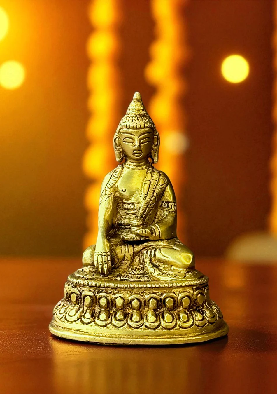 Antique Brass Lotus Seated Buddha - Image 3