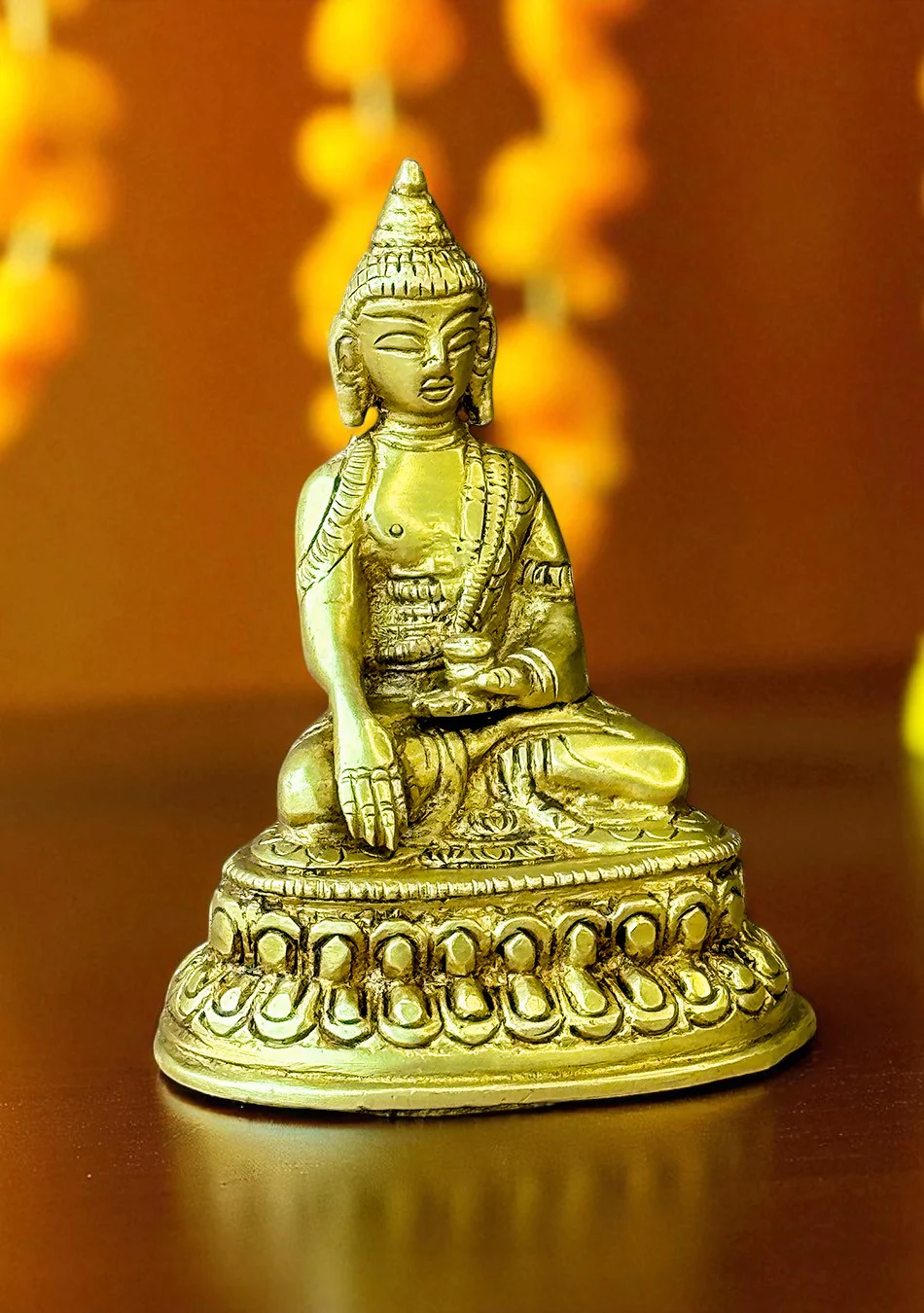 Antique Brass Lotus Seated Buddha - Image 4