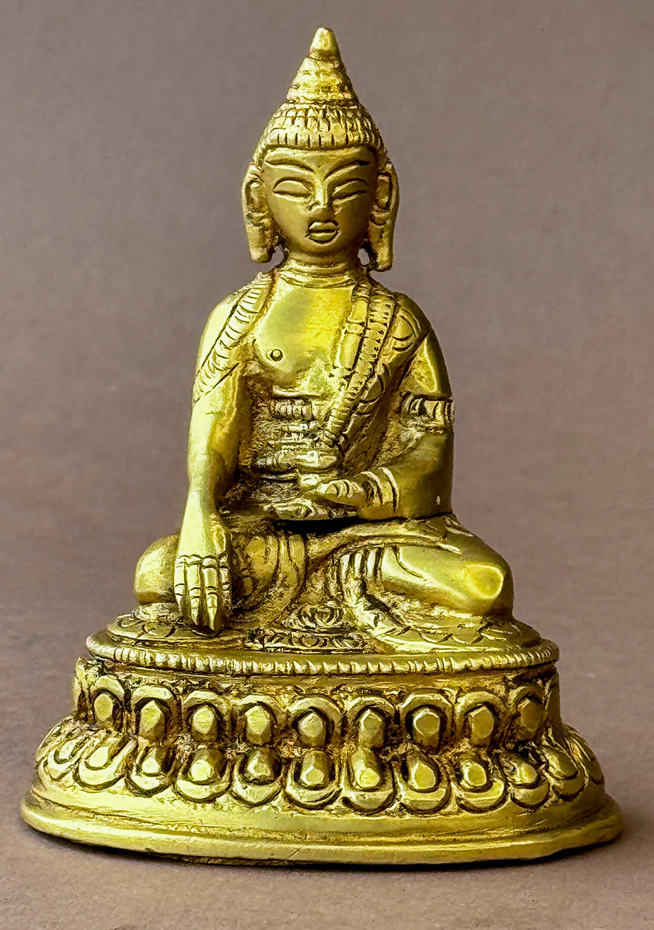 Antique Brass Lotus Seated Buddha - Image 6