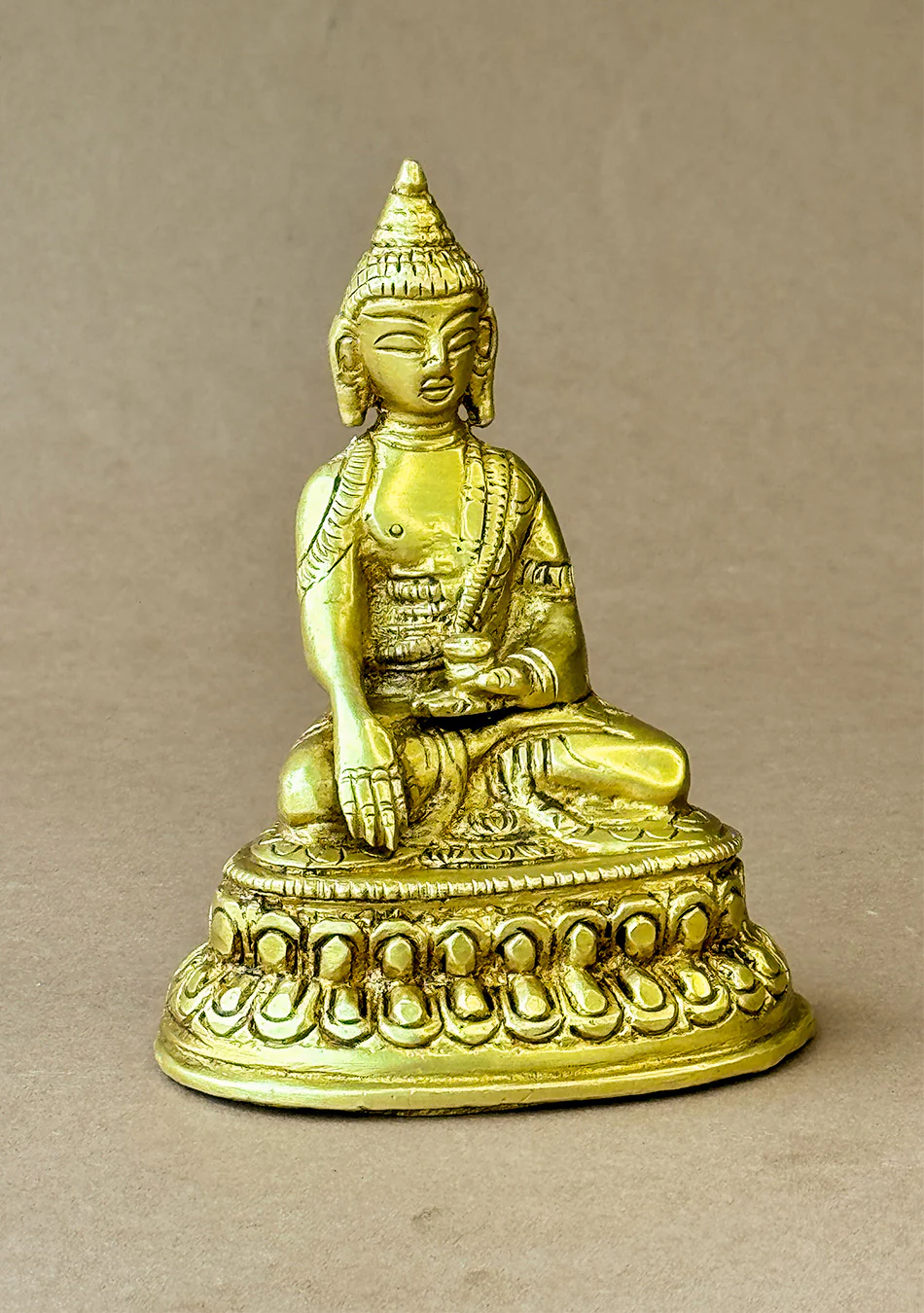 Antique Brass Lotus Seated Buddha - Image 7