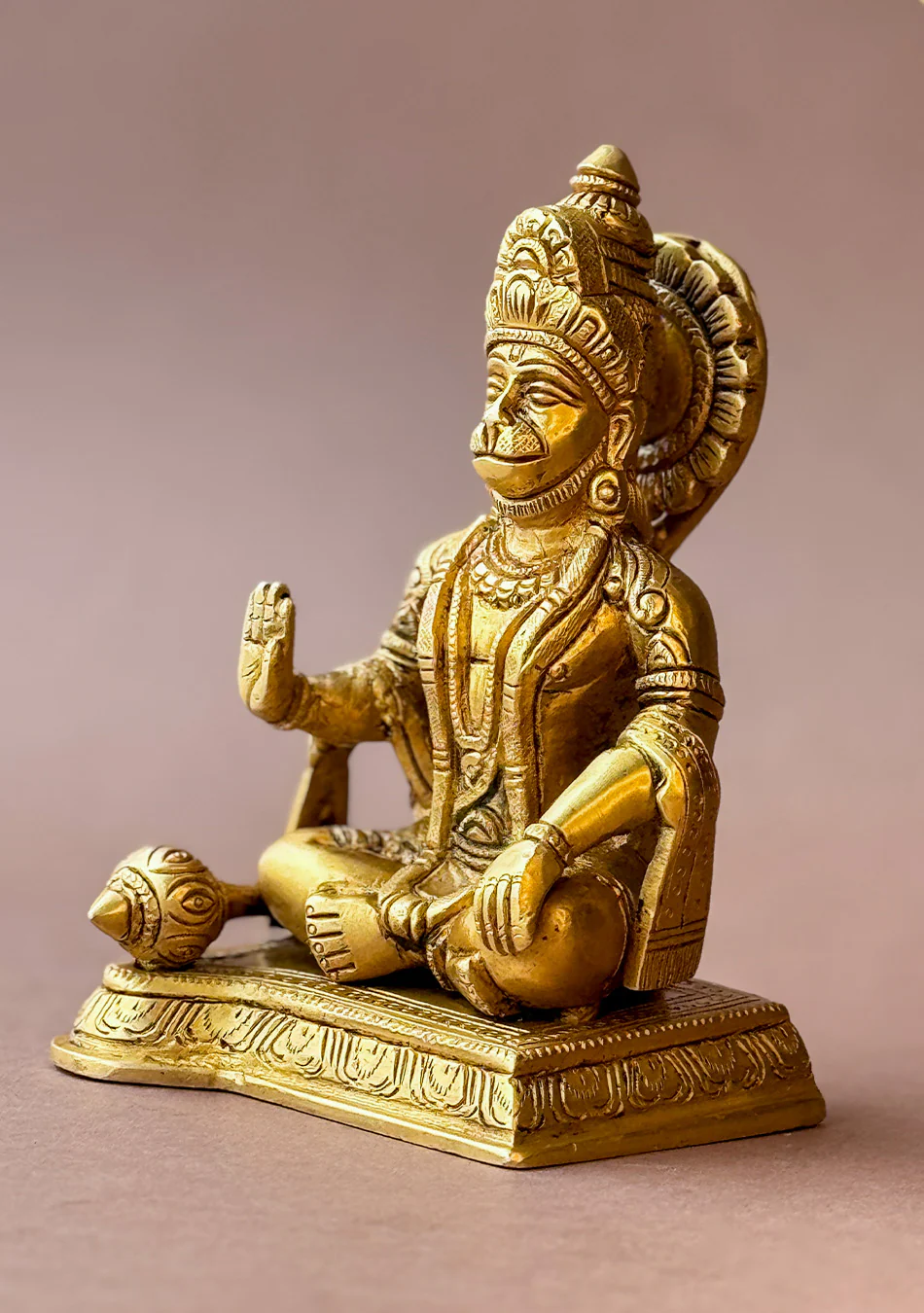 Antique Brass Meditative Hanuman - Image 4