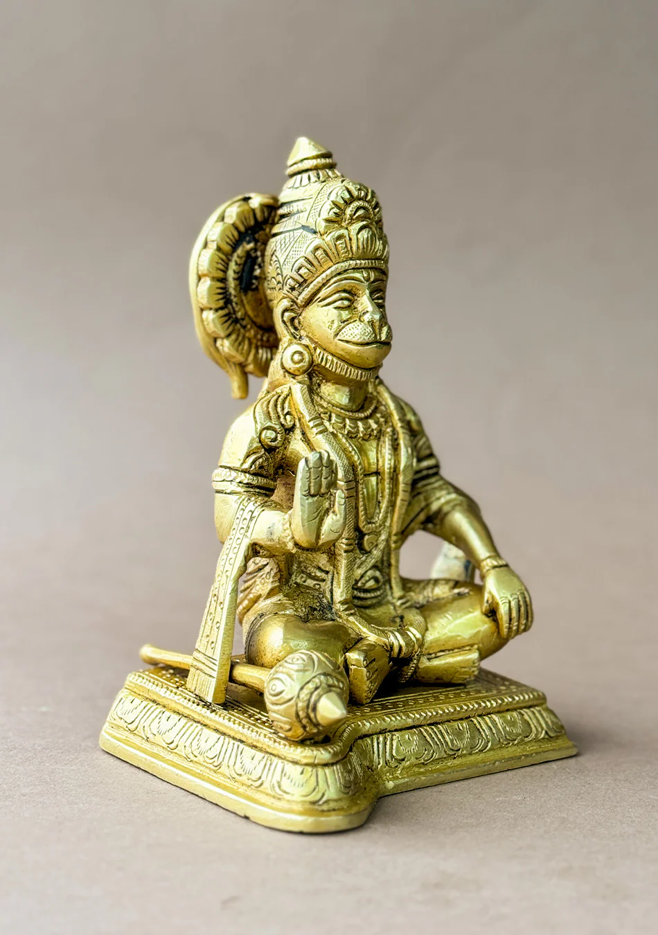 Antique Brass Meditative Hanuman - Image 5