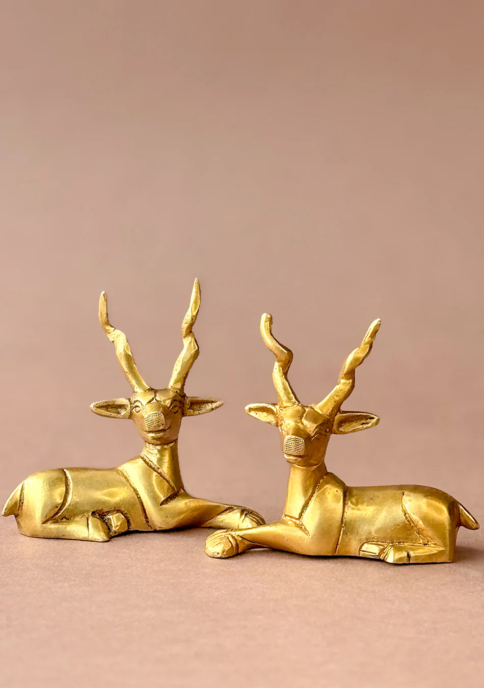 Antique Brass Resting Deer Pair - Image 4