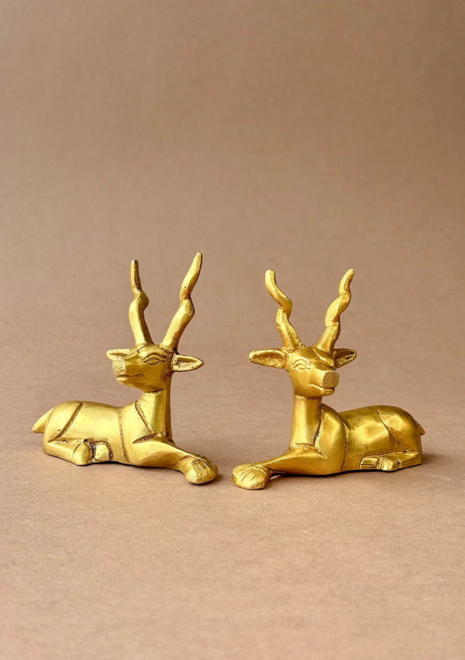Antique Brass Resting Deer Pair - Image 7