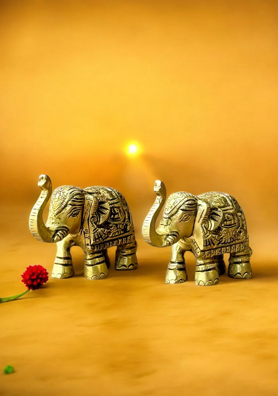 Antique Brass Royal Elephant Duo - Image 2
