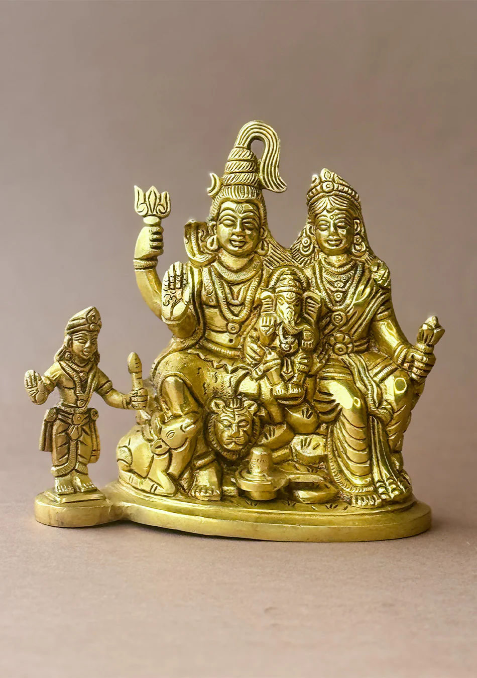 Antique Brass Trinetra Parivar - Image 2