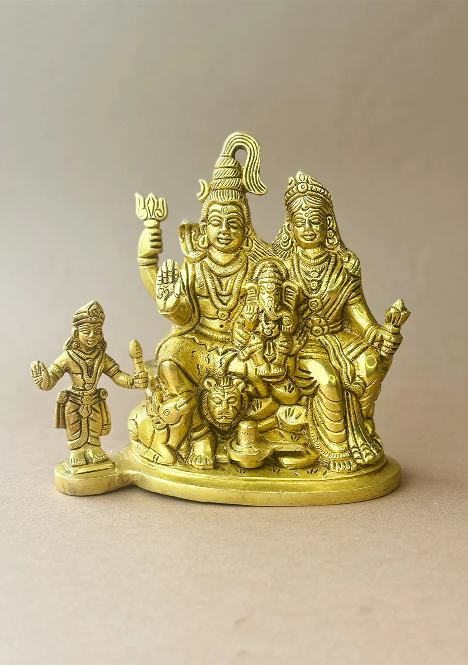 Antique Brass Trinetra Parivar - Image 3