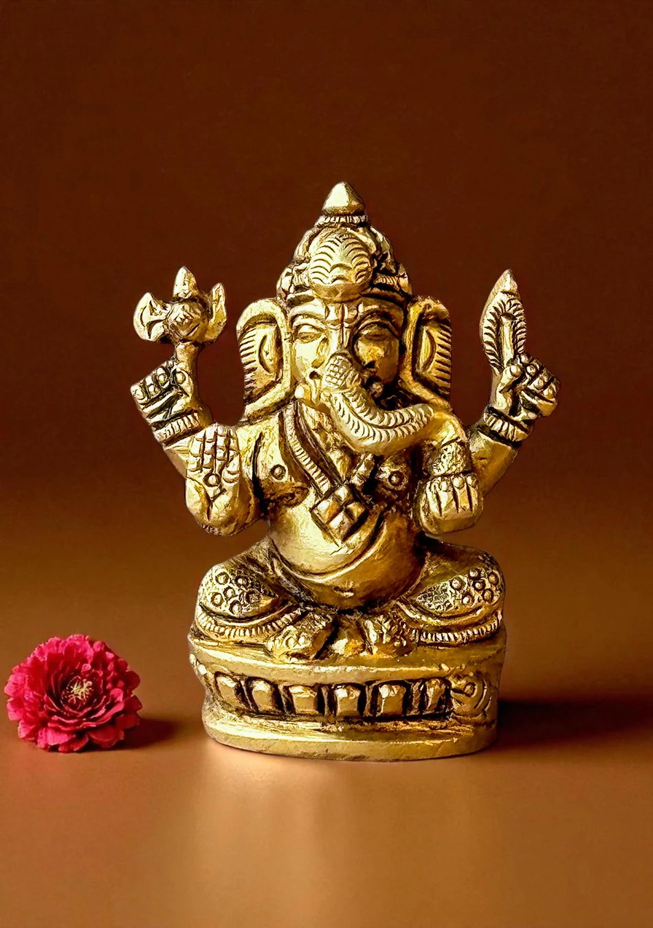 Antique Brass Siddhi Vinayak Idol - Image 2