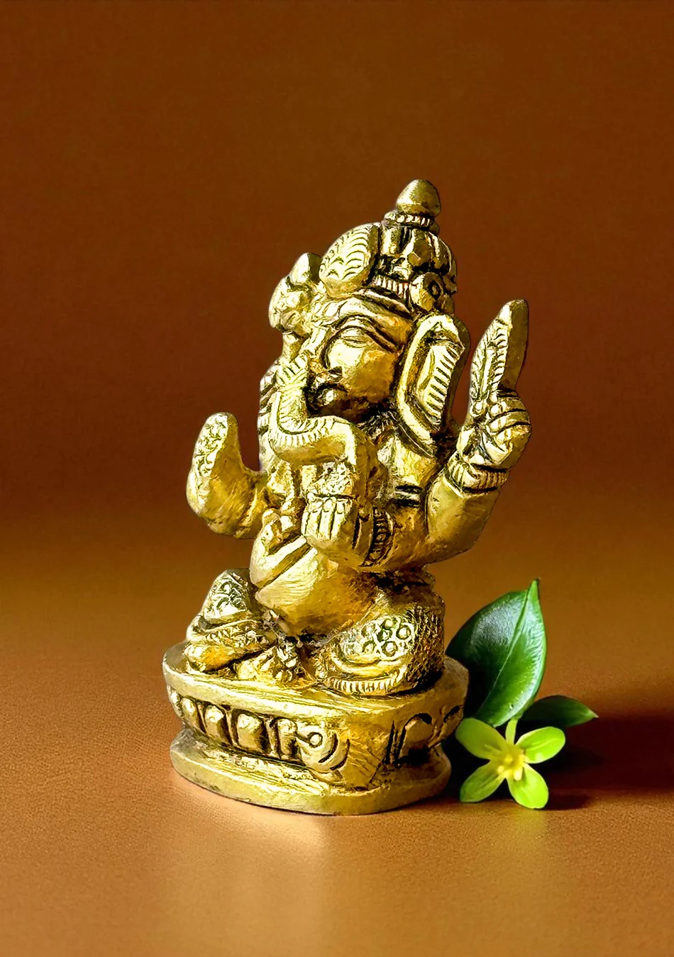 Antique Brass Siddhi Vinayak Idol - Image 4