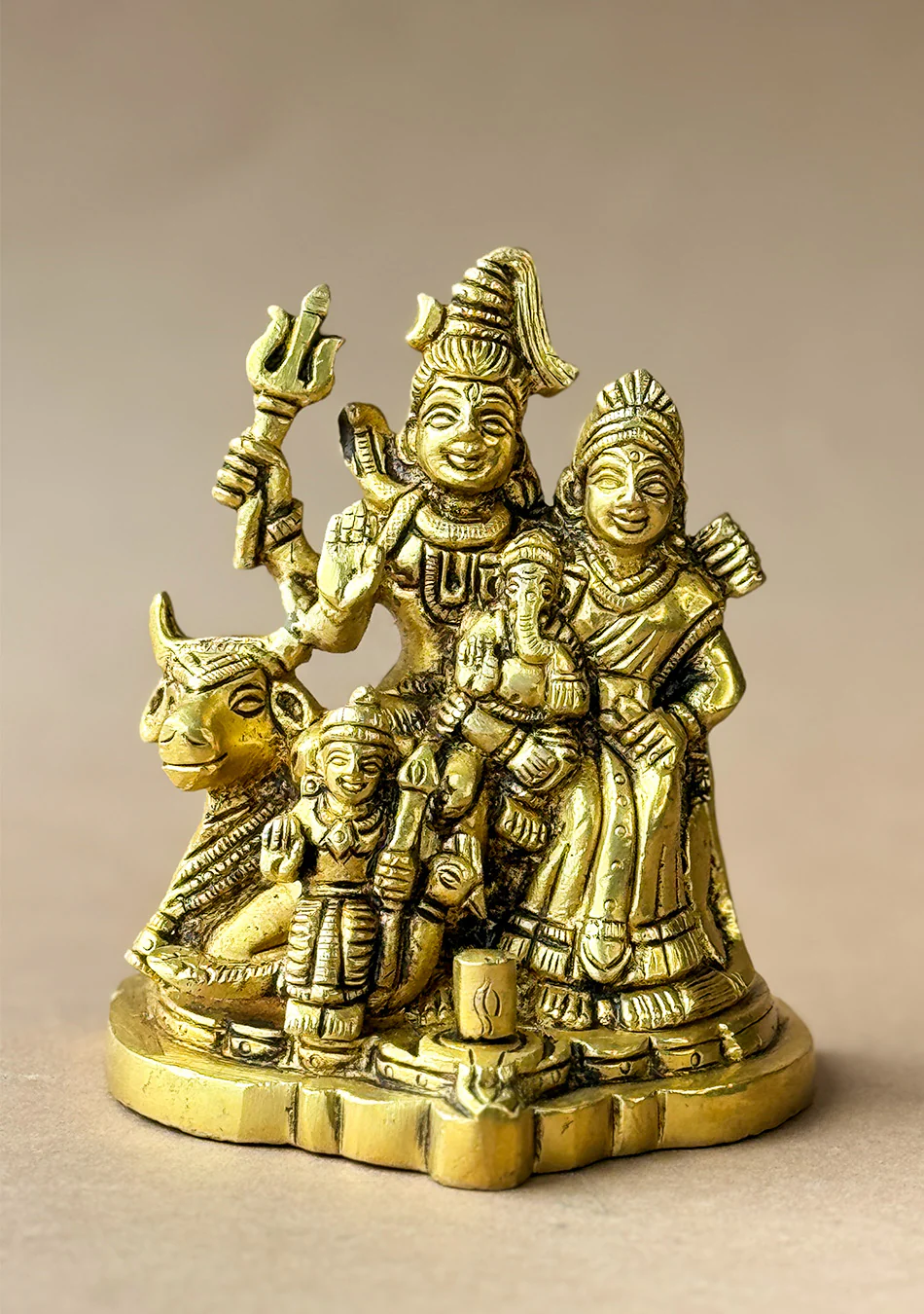 Antique Brass Trinetra Parivar - Image 2