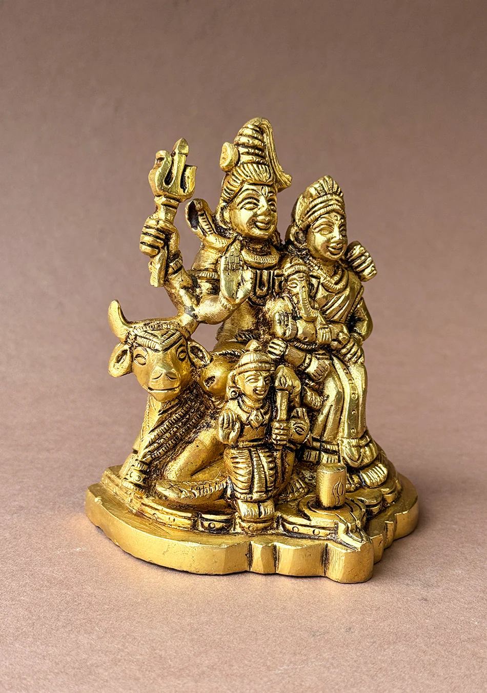 Antique Brass Trinetra Parivar - Image 3