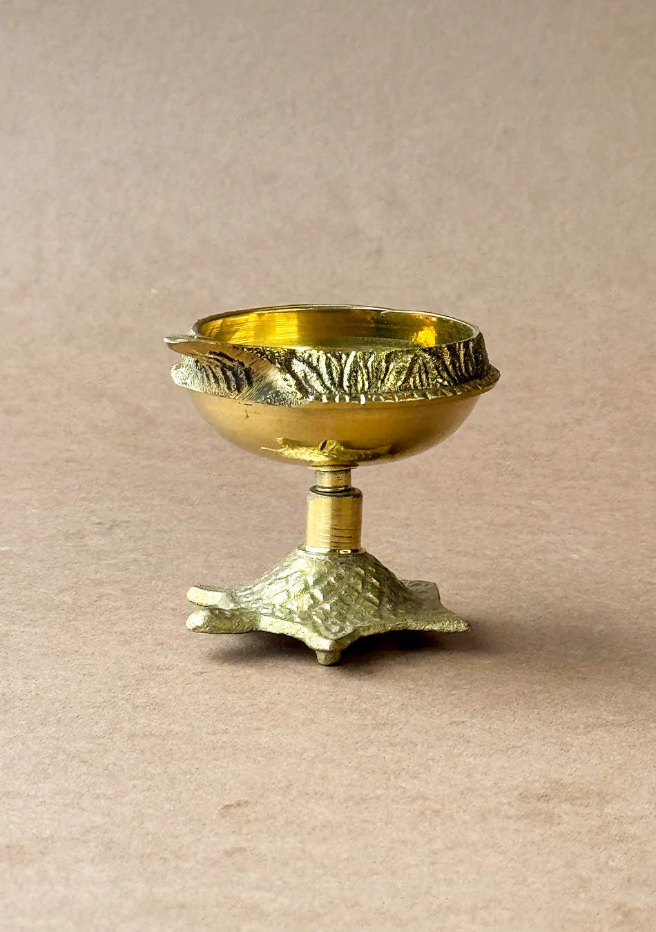 Antique Brass Turtle Base Diya - Image 3
