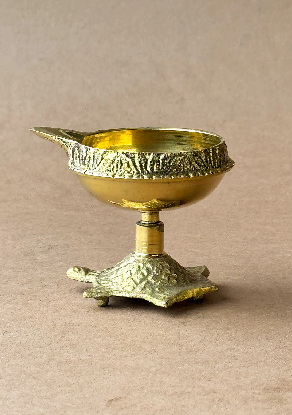 Antique Brass Turtle Base Diya - Image 4