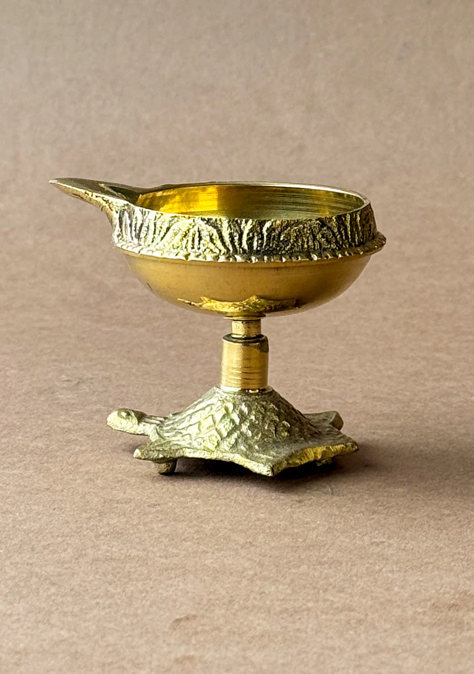 Antique Brass Turtle Base Diya - Image 5