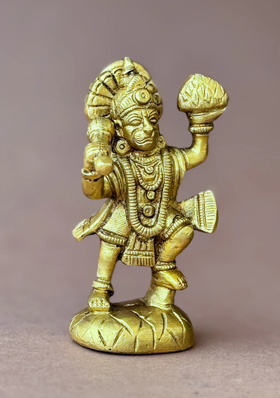 Antique Brass Veer Hanuman with Sanjeevani - Image 6