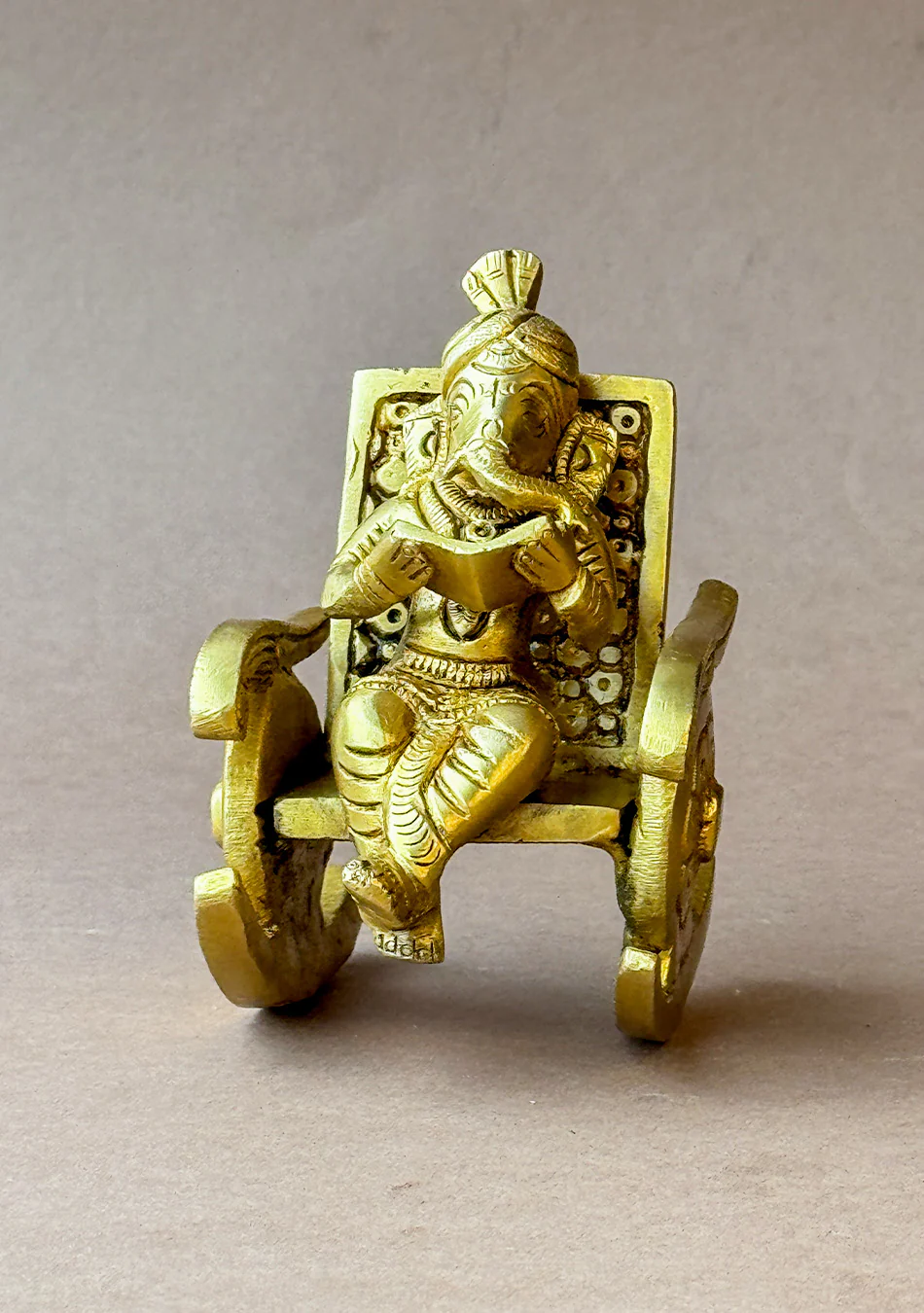 Antique Brass Vidyarthi Ganesha on Rocking Chair - Image 4