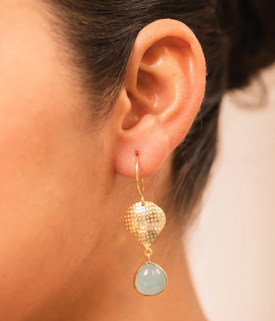 Aqua Chalcedony Gold-Plated Earrings - Image 3