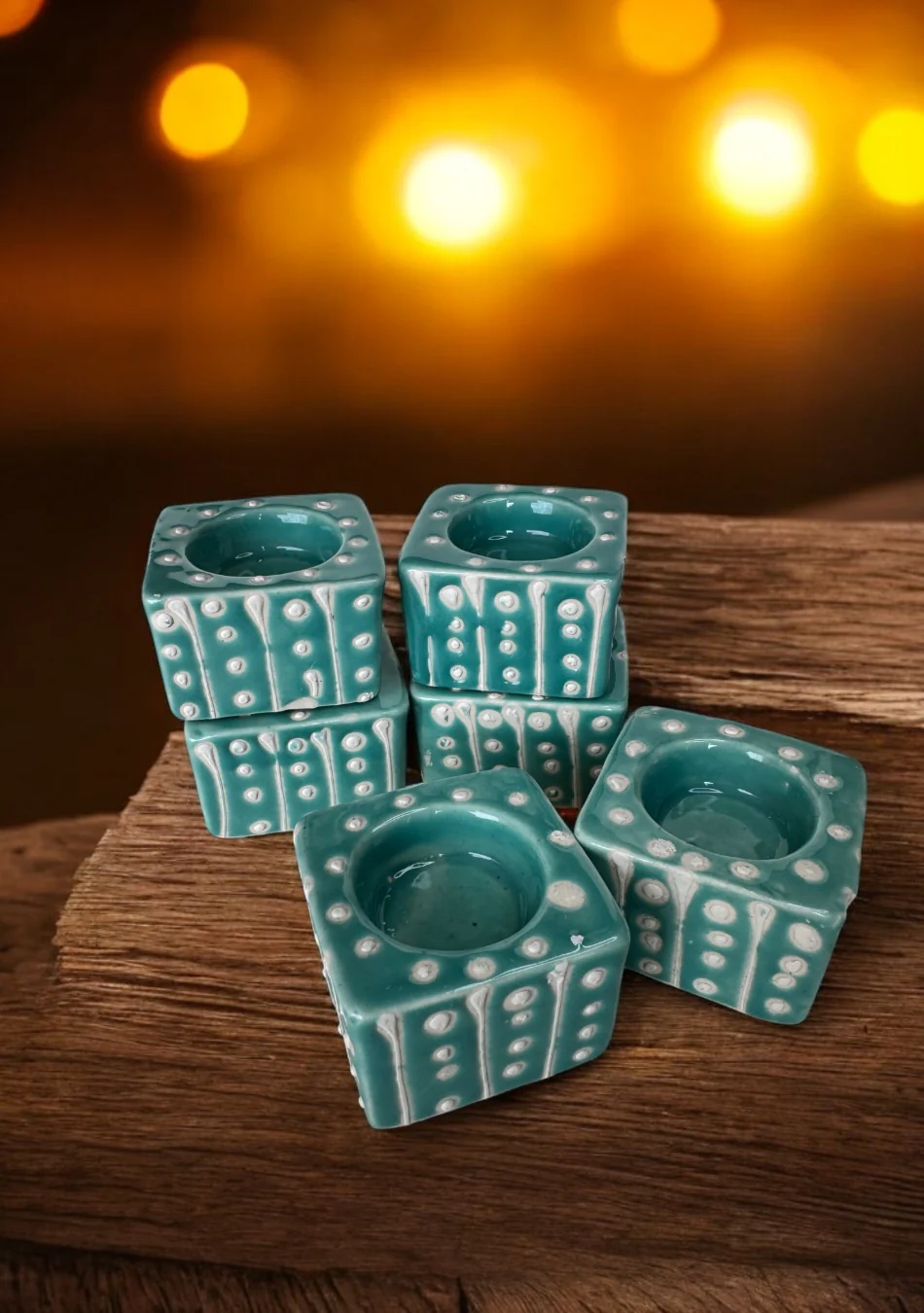 Aqua Dots Handcrafted Tea Light diya - Image 3