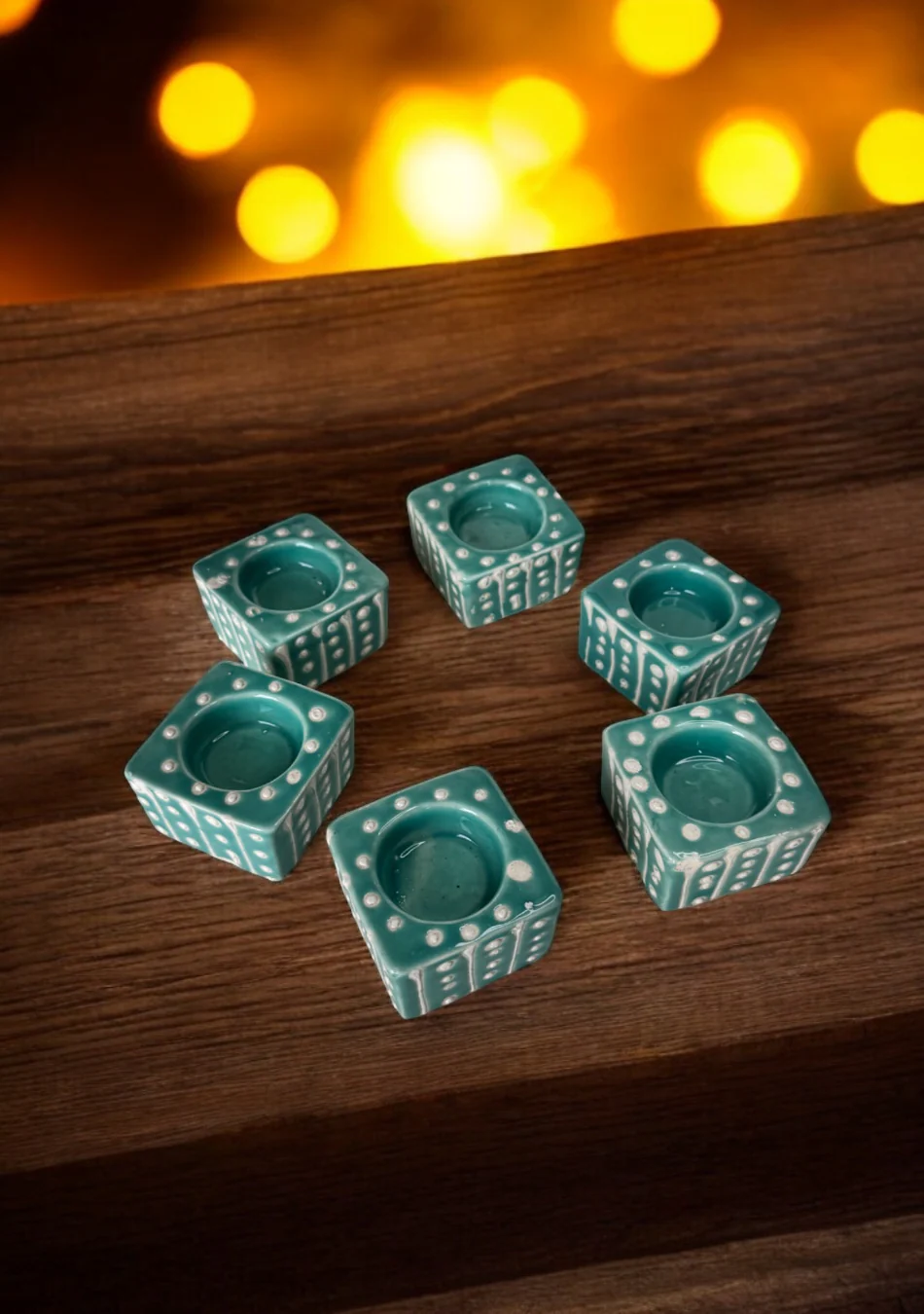 Aqua Dots Handcrafted Tea Light diya - Image 4