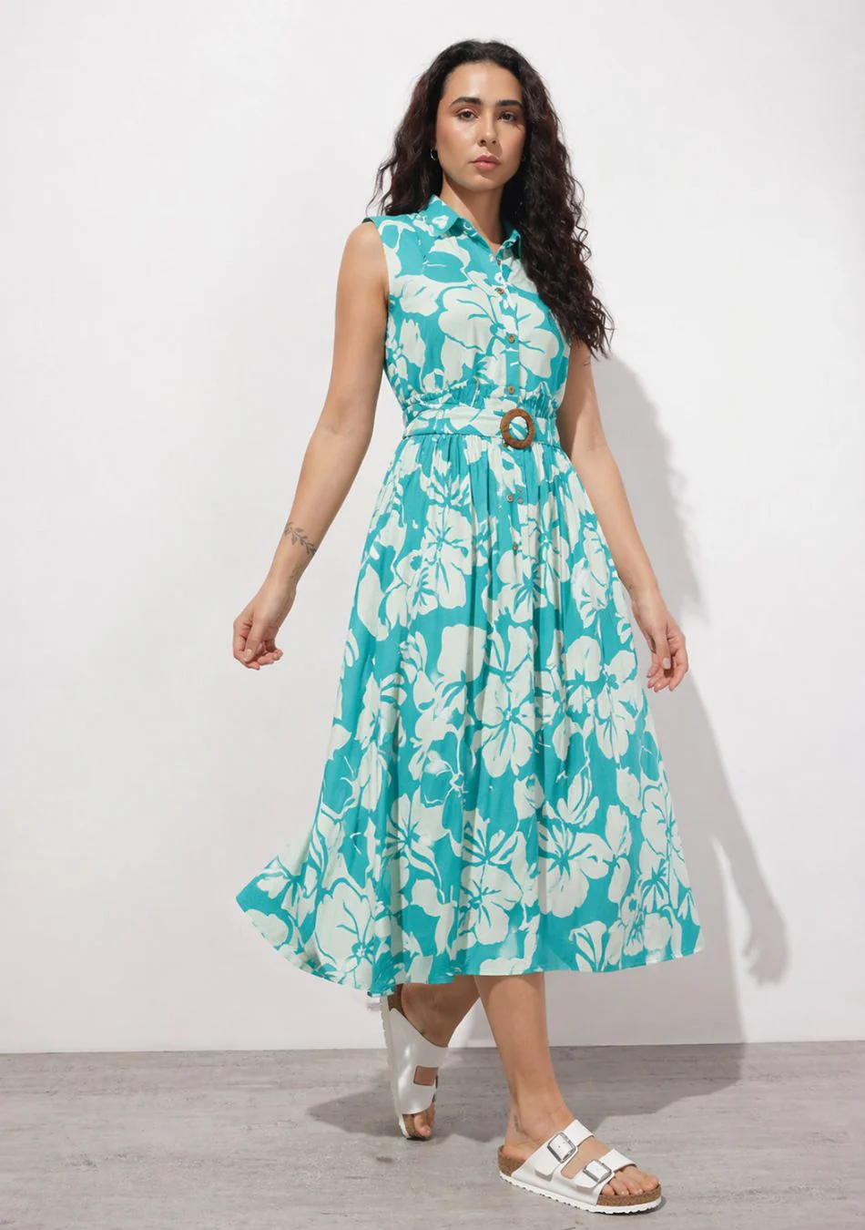Aravalii Aqua Jardin Midi Dress