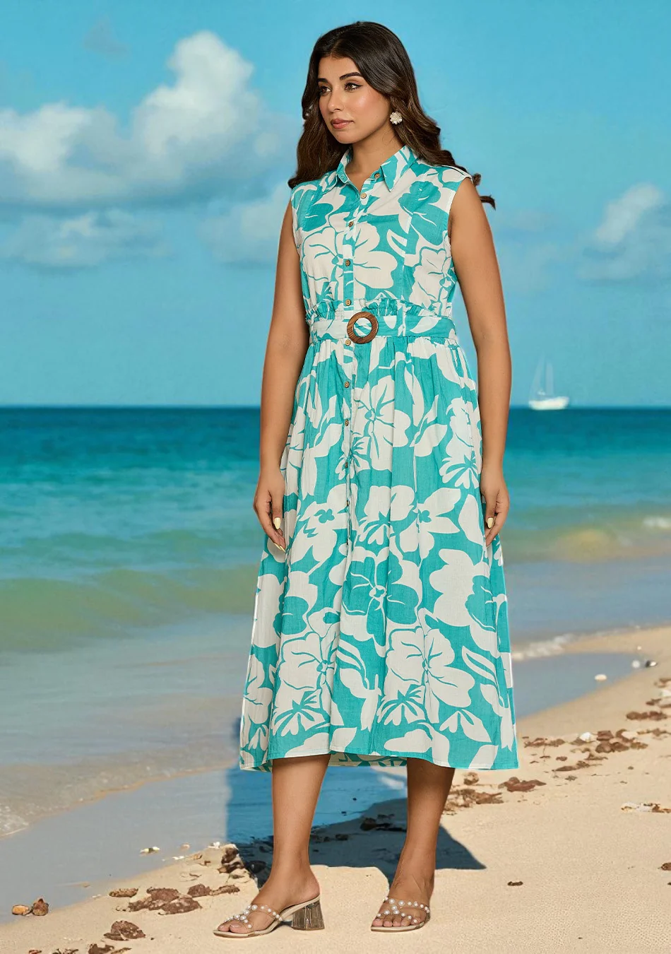 Aravalii Aqua Jardin Midi Dress - Image 10