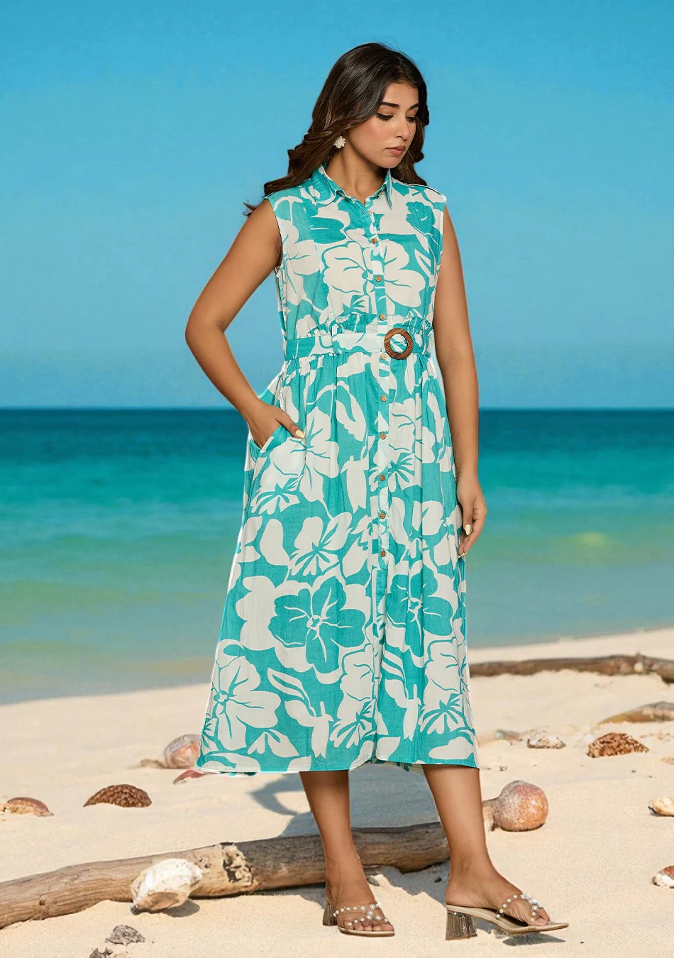 Aravalii Aqua Jardin Midi Dress - Image 11