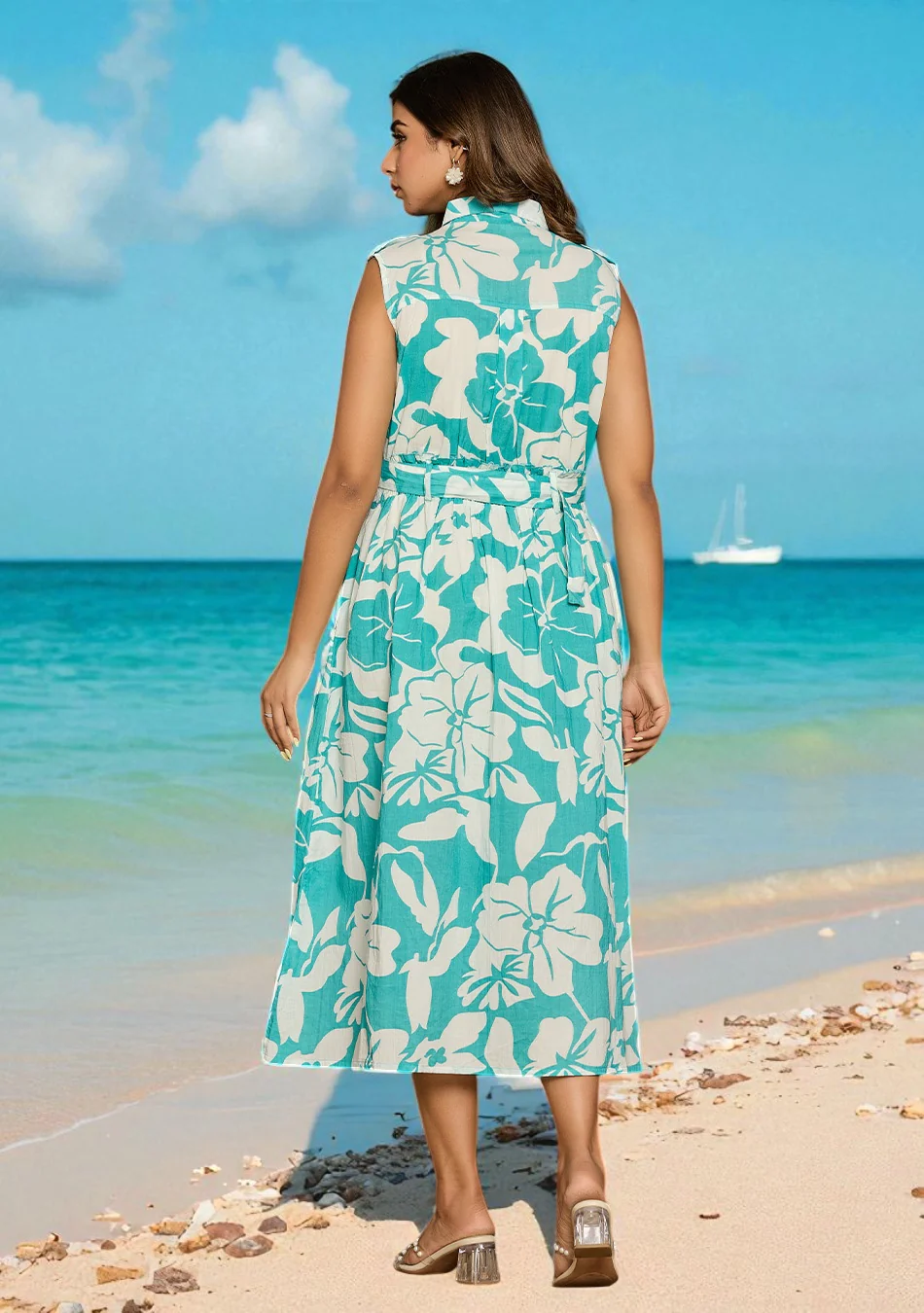 Aravalii Aqua Jardin Midi Dress - Image 12