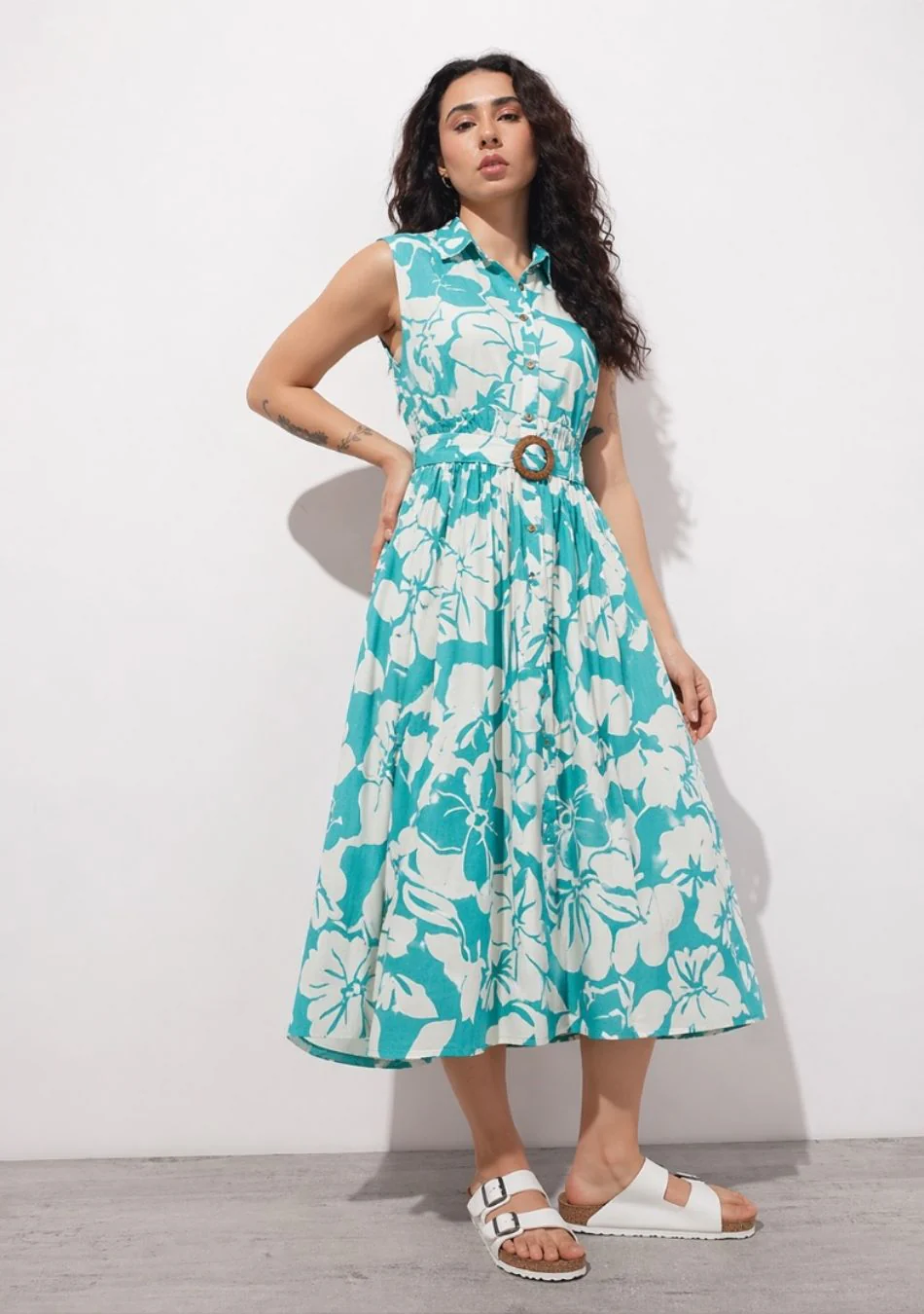 Aravalii Aqua Jardin Midi Dress - Image 2