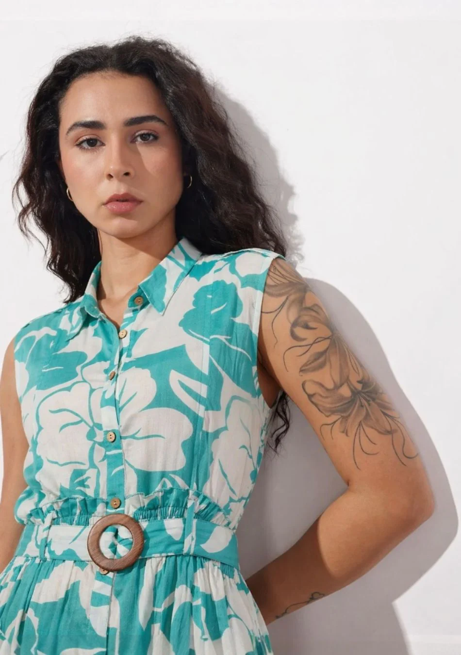 Aravalii Aqua Jardin Midi Dress - Image 3