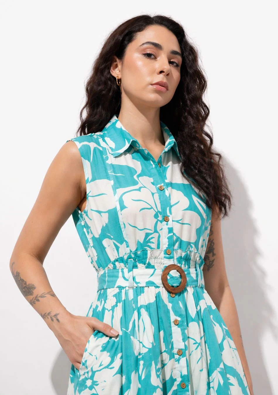 Aravalii Aqua Jardin Midi Dress - Image 6