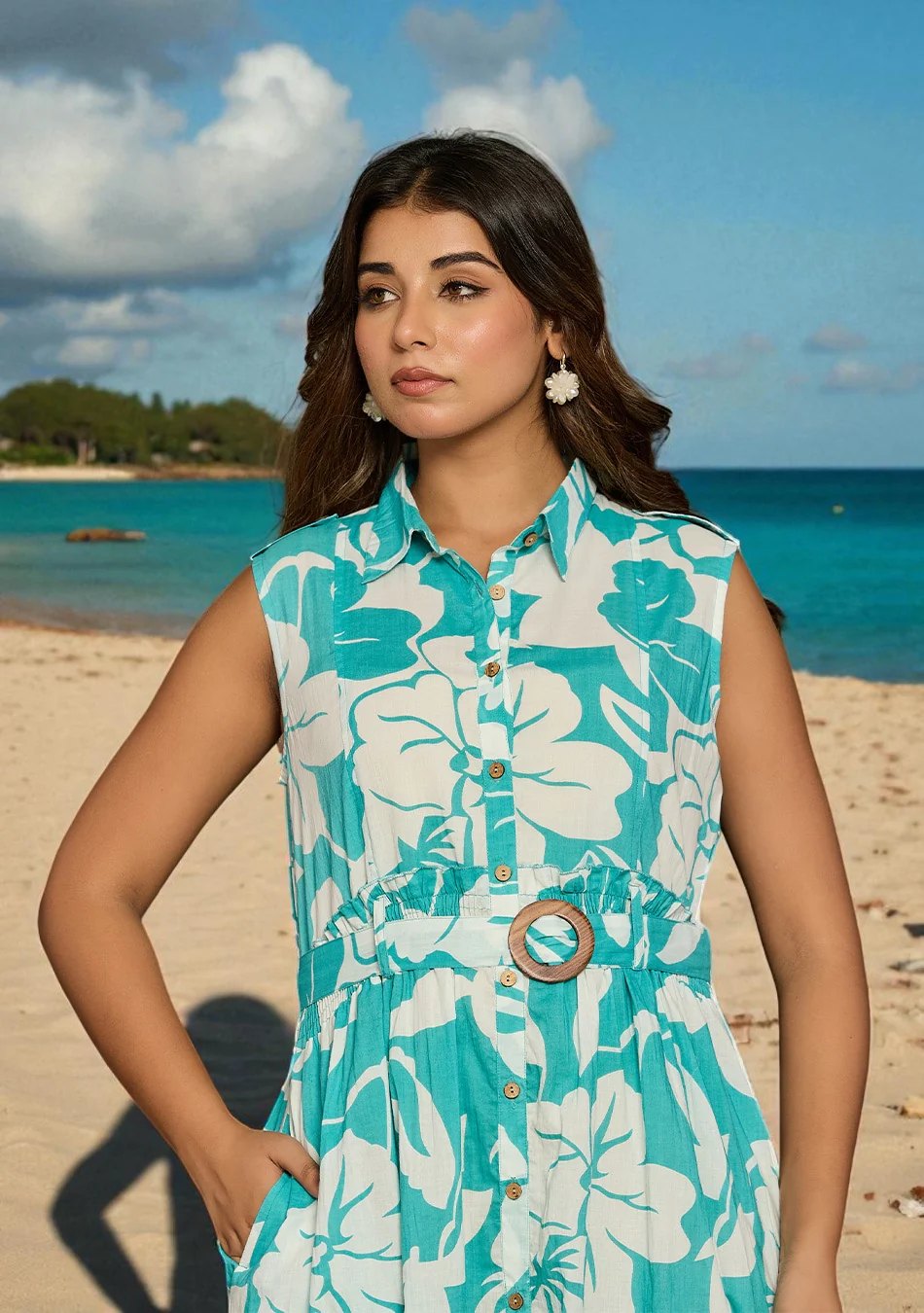 Aravalii Aqua Jardin Midi Dress - Image 9
